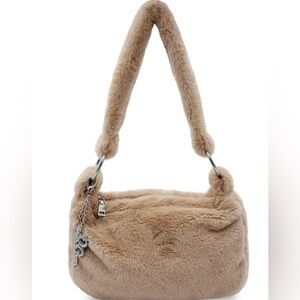 Stylish Beige Fur Shoulder Bag
